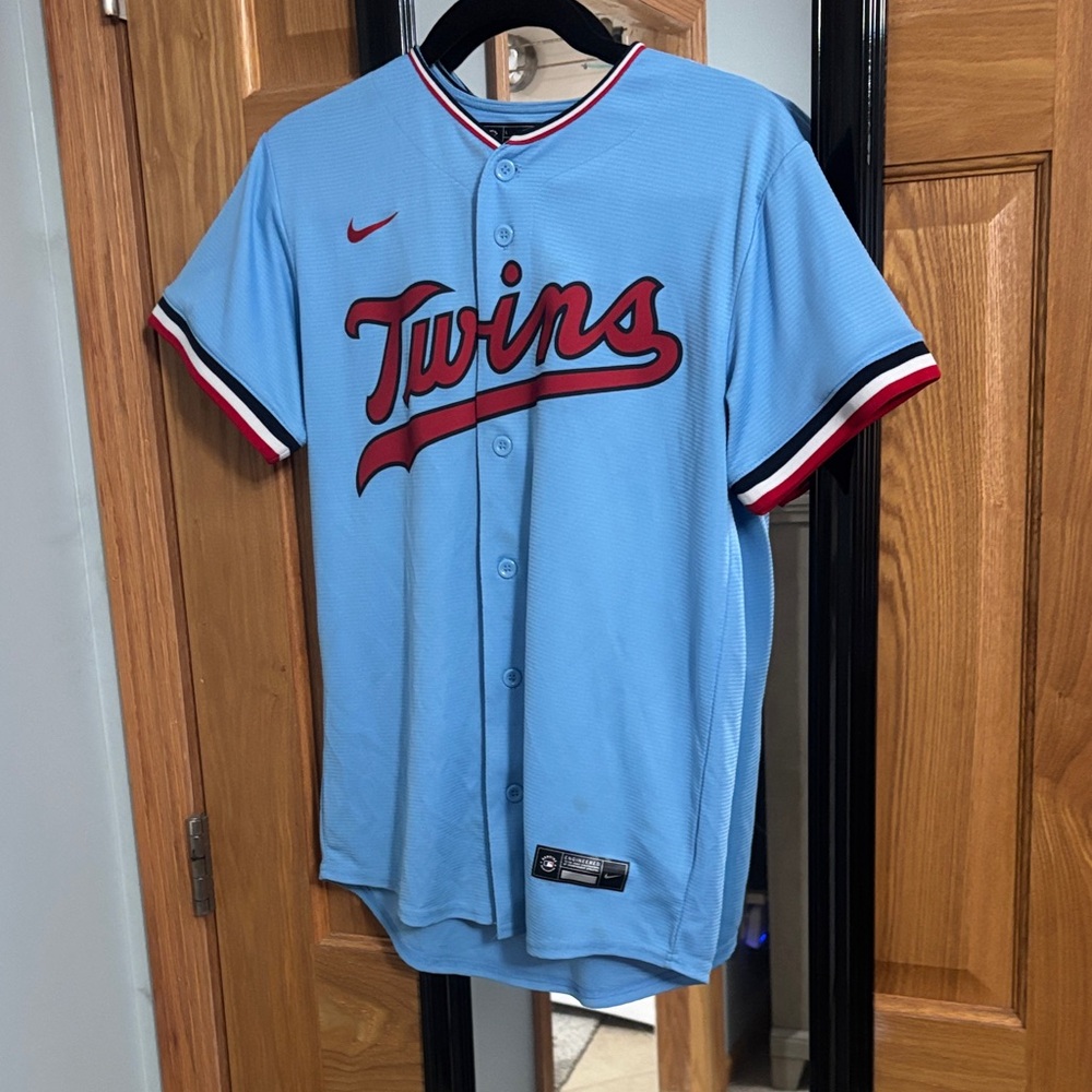 Nike Light Blue Twins Jersey with Red Accents